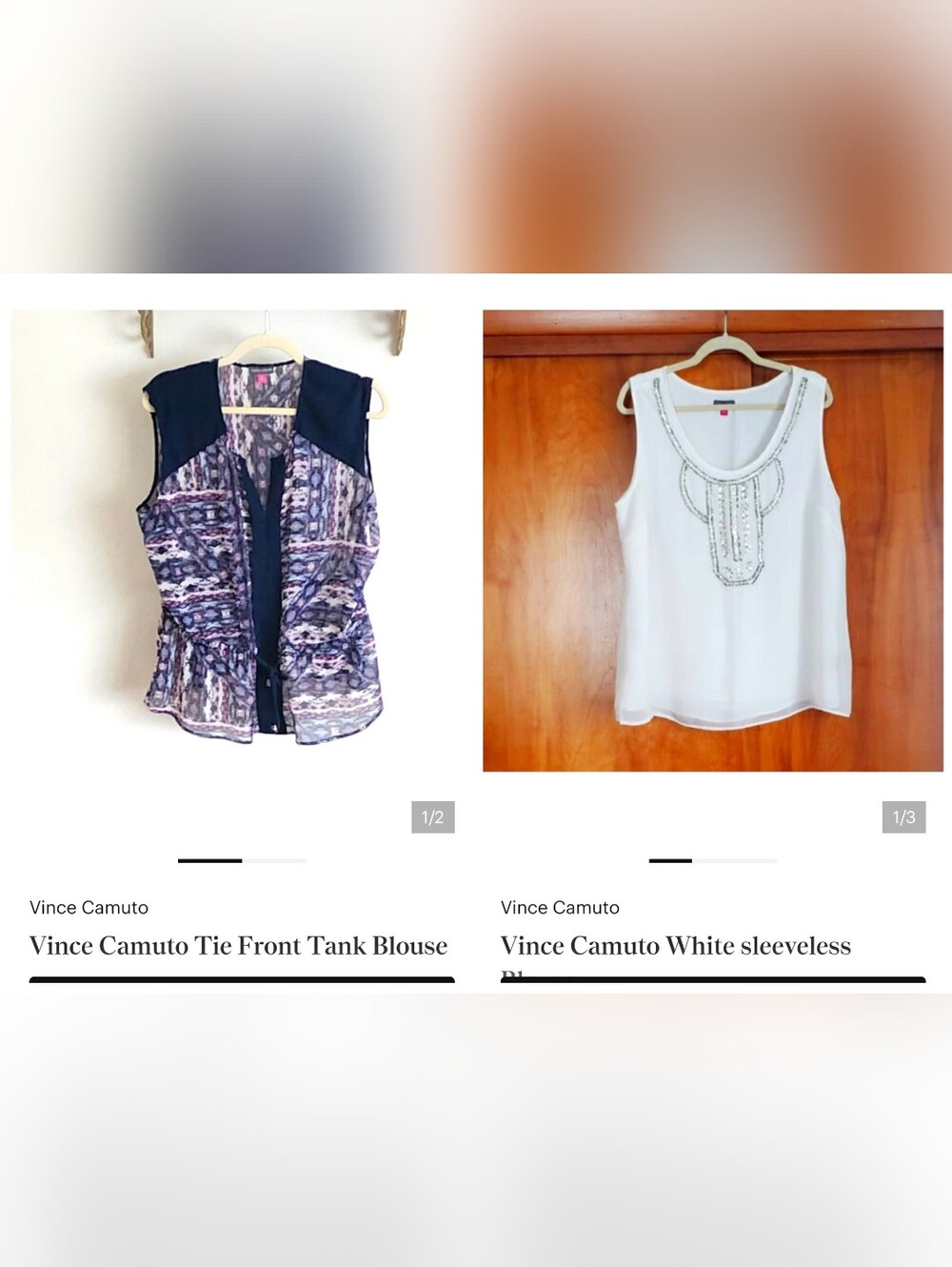 2 Vince Camuto Sleeveless Blouse Tank Tops Bundle Set Lot